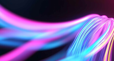 Poster - Colorful abstract light trails create a dynamic visual effect in a dark background