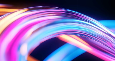 Poster - Swirling colorful light trails create an abstract design in a dark setting during a creative art display