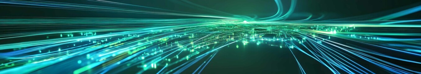 Poster - Vibrant light trails in an abstract digital landscape created during a high-tech visualization project