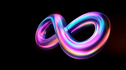 Poster - Colorful infinity symbol design featuring vibrant reflections against a dark background representing modern art and creativity