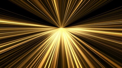 Poster - Radiant golden light bursts through a dark background creating an abstract visual display of energy and movement