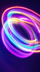 Poster - Swirling neon lights create vibrant patterns in a dark space during a night event showcasing modern visual art and technology