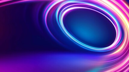 Poster - Colorful light trails swirl in a dynamic pattern creating a vibrant background with a blue central glow during a digital art showcase