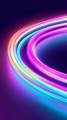 Poster - Vibrant neon lights create a colorful swirl in a dark space showcasing modern art