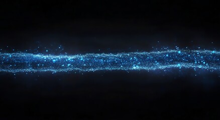 Leinwandbilder - Glowing Blue Particles Stream Flowing Across Dark Background for Technology Concepts