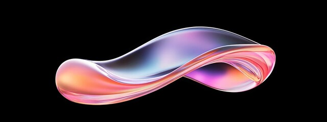 Poster - Beautifully flowing abstract design showcasing vibrant colors and smooth curves on a black background