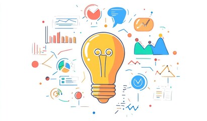 Poster - Bright idea, data analysis, innovation concept.