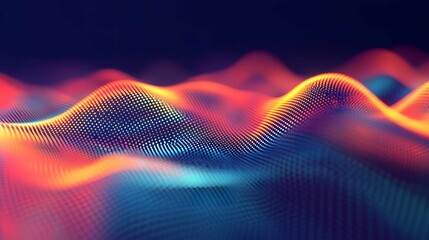 Fototapete - Vibrant abstract waves of light and color create a mesmerizing visual experience in a digital landscape at night