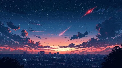Wall Mural - Impressive illustration of a serene night sky filled with pixels.