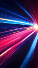 Fototapete - Vibrant light trails create a dynamic visual effect in a dark space during nighttime