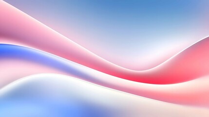 Poster - Soft curves and gentle colors create a serene abstract background with shades of blue, pink, and white in a warm light