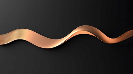 Poster - Wavy copper ribbon gracefully flowing across a dark backdrop creating a sense of movement and elegance