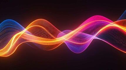 Fototapete - Colorful wave pattern displaying vibrant light trails in an abstract design during a digital art showcase
