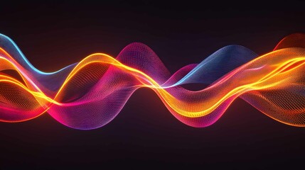 Fototapete - Colorful wave pattern displaying vibrant light trails in an abstract design during a digital art showcase