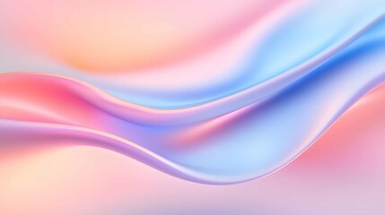 Poster - Soft pastel waves flowing gracefully in an abstract composition created with smooth gradients and gentle curves