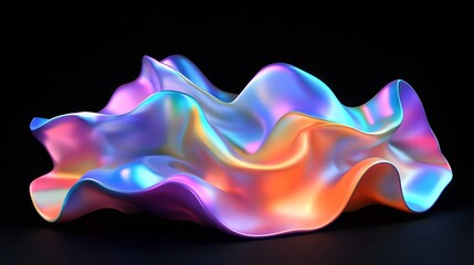 Poster - Colorful abstract material shaped in flowing form, showcasing vibrant hues and smooth contours in a dark setting