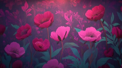 Wall Mural - Intricate Floral Patterns on Vibrant Wall Tapestry