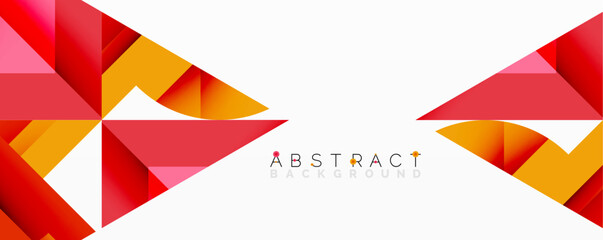 Poster - Abstract geometric composition with interlocking circular and angular shapes, featuring smooth gradients and sharp contrasts on a white background