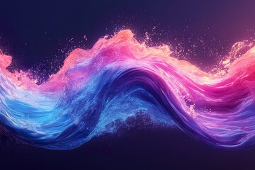 Poster - Colorful liquid waves surge with vibrant shades of pink and blue