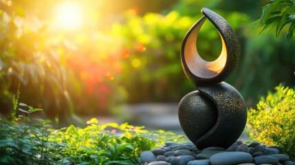 Wall Mural - Unique Garden Statue with Bright Accents in Natural Light