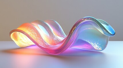 Poster - A flowing sculpture of shimmering iridescent glass structure