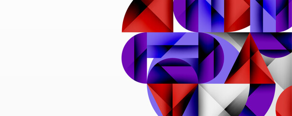Poster - Modern abstract composition with layered circles and angular segments featuring gradients, transparency effects, and a structured geometric layout