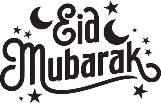 Eid Mubarak typography vector design.