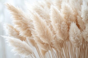 Poster - Soft Textured Pampas Grass Stems in a Serene Arrangement for Home Decor and Aesthetic Interiors with Neutral Tones