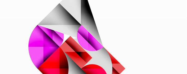 Aufkleber - Modern abstract composition with layered circles and angular segments featuring gradients, transparency effects, and a structured geometric layout