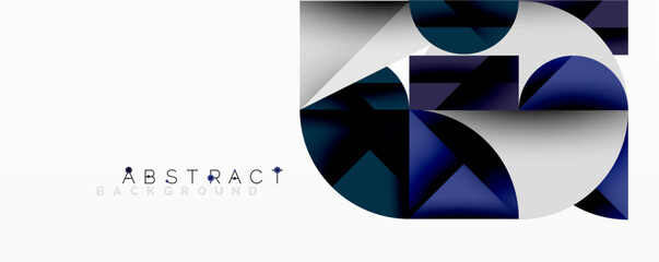 Aufkleber - Modern abstract composition with layered circles and angular segments featuring gradients, transparency effects, and a structured geometric layout