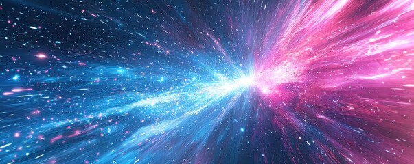 Poster - Dynamic cosmic explosion outer space digital art vibrant colors abstract view astronomical concepts