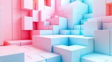 Poster - Dynamic abstract architecture digital space conceptual art bright colors 3d viewpoint