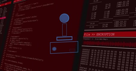 Aufkleber - Data visualization and digital encryption process with coding on red background