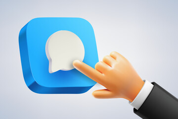 Aufkleber - Man pressing button with message sign. 3d vector illustration