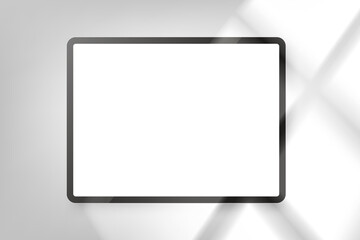 Poster - Modern tablet computer on bright background with window light. 3d vector mockup