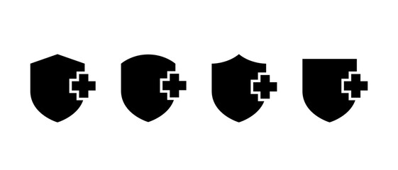 Fototapete - Health shield, medical protection icon set in generic style. Protect, healthy badge sign symbol