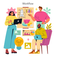 Poster - Workflow. Flat Vector Illustration