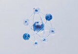 Abstract Global Network Connection: Blue Translucent Spheres and Lines