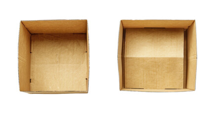 Poster - Two empty open cardboard boxes on transparent background