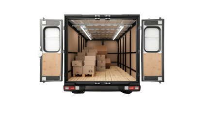 Poster - Delivery truck filled with cardboard boxes on transparent background
