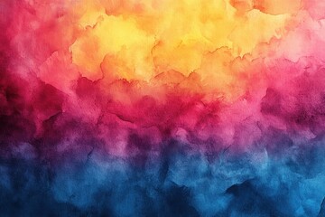 Poster - Colorful watercolor abstract design with vibrant hues transitioning from yellow to blue and red