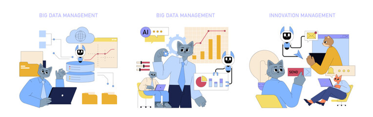 Poster - ai for global business. flat vector illustration