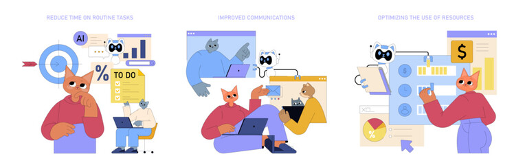 Poster - ai for managers. flat vector illustration