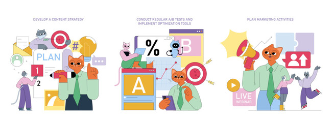 Poster - Creative Planning and Strategy Illustrations that incorporate Colorful Elements and Designs