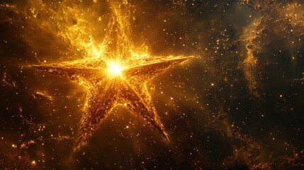 glowing star in space, a cosmic celestial body. the image captures the star's bright light