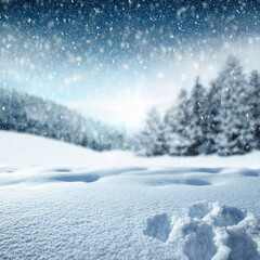 Wall Mural - Winter Wonderland Snowfall Serene Snow-Covered Landscape with Falling Snowflakes generated image