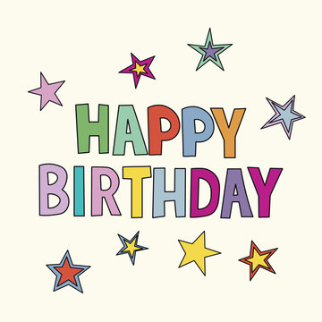 Happy Birthday vector background. Lettering invitation or greeting card. Vector illustration.