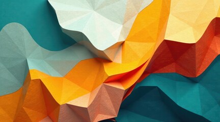 Wall Mural - abstract colorful low polygonal landscape design featuring vibrant hues and textured surfaces