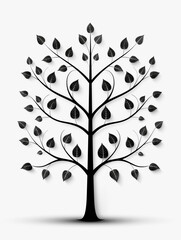 Poster - Elegant Tree Silhouette: A beautifully crafted black silhouette of a tree, showcasing intricate branches and leaves against a clean backdrop, symbolizing life, growth, and connection to nature.
