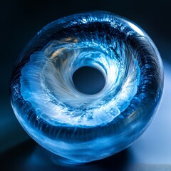 Poster - Abstract Blue Vortex: A Mesmerizing Swirl of Color and Light Within a Toroidal Shape